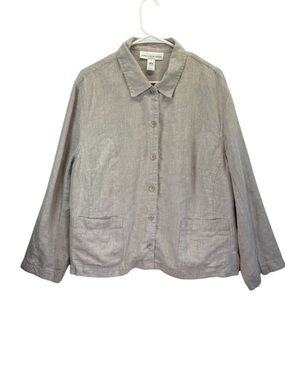 Jones New York Oatmeal Linen Button-Up Jacket
Size 2X